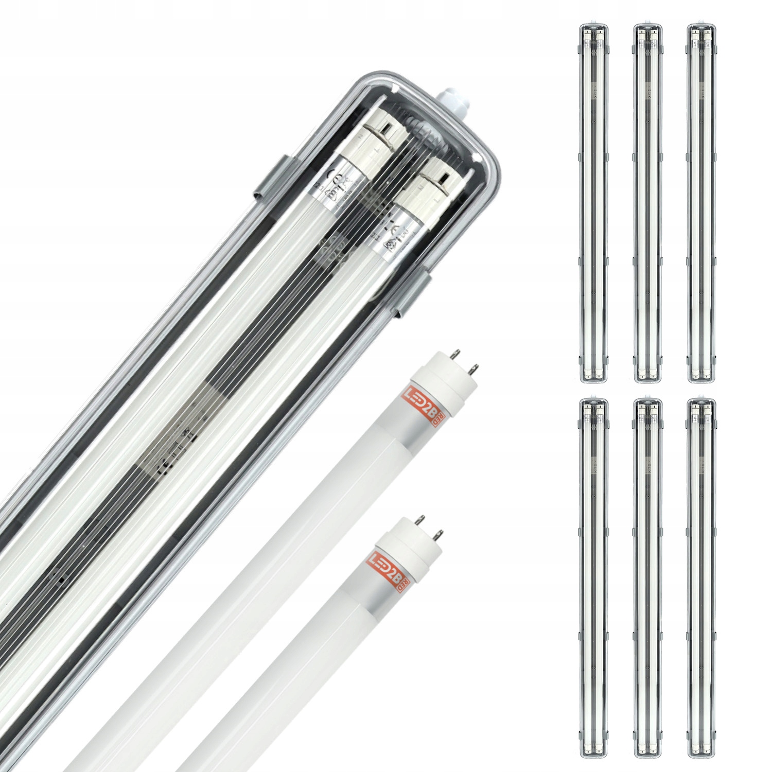 Sada 6x hermetická lampa Aqua M 2x120 12x neutrálna žiarivka 18W