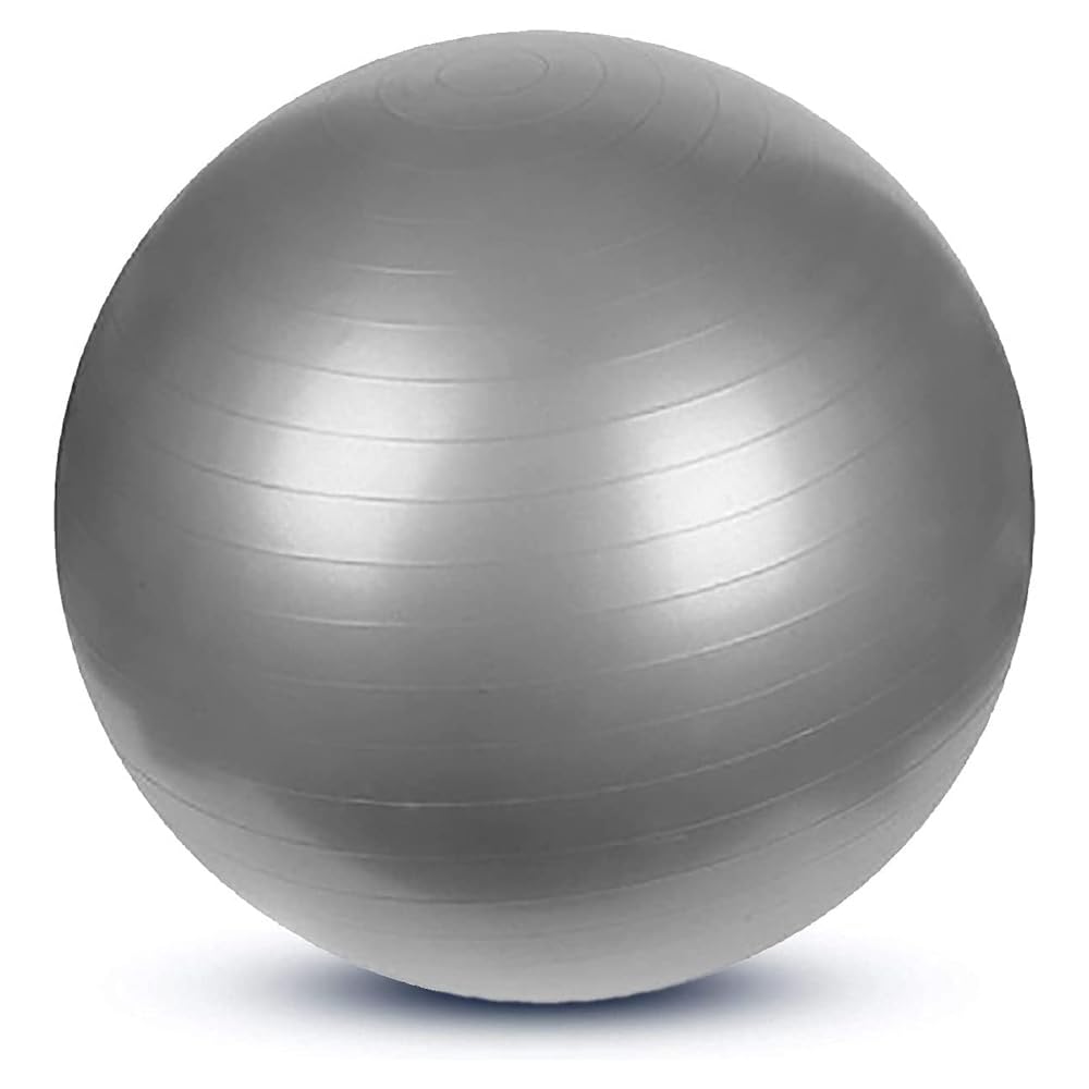REY Piłka Gimnastyczna 65 cm Do Pilates Jogi Ciąży Fitness Szara Z Pompką — miniatura 2