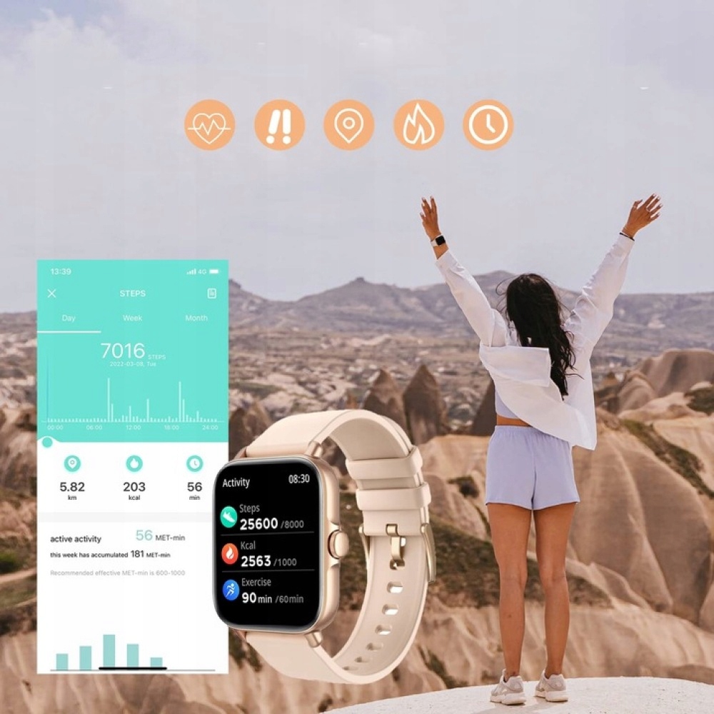 ZEGAREK SMARTWATCH WIELOFUNKCYJNY WODOODPORNY Komunikacja Bluetooth