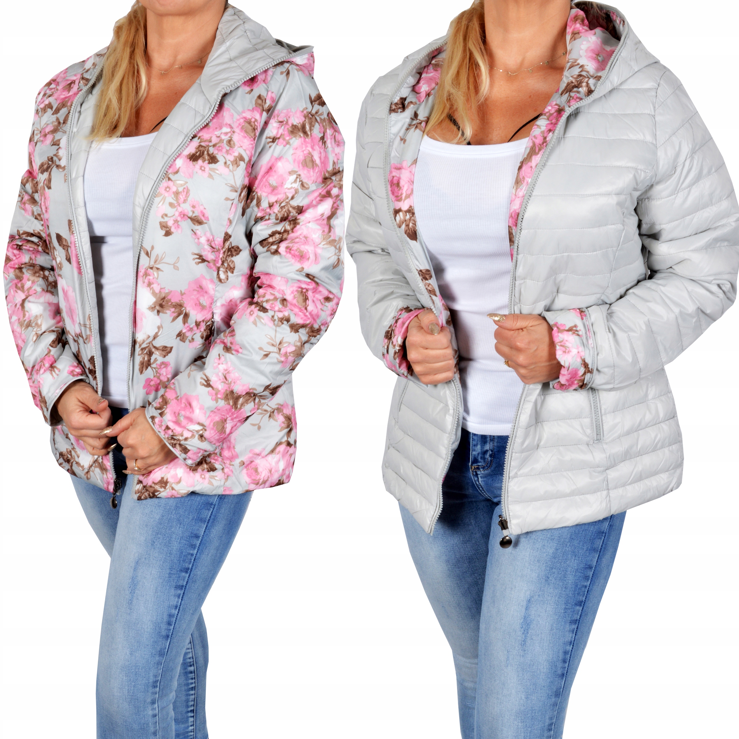 

Pikowana kurtka damska lekka dwustronna Plus Size