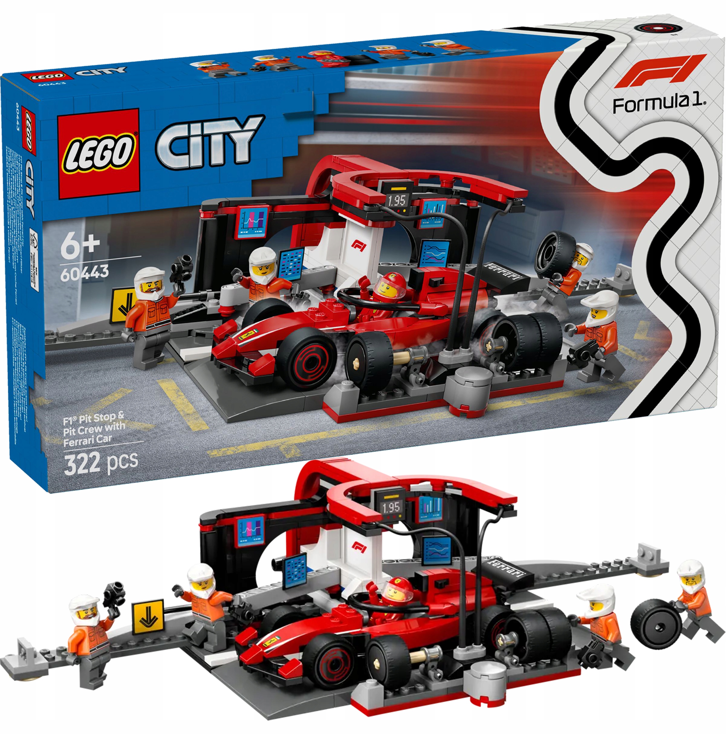 Lego City F1 Pit Stop I Mechanici s Bolidem Ferrari 60443