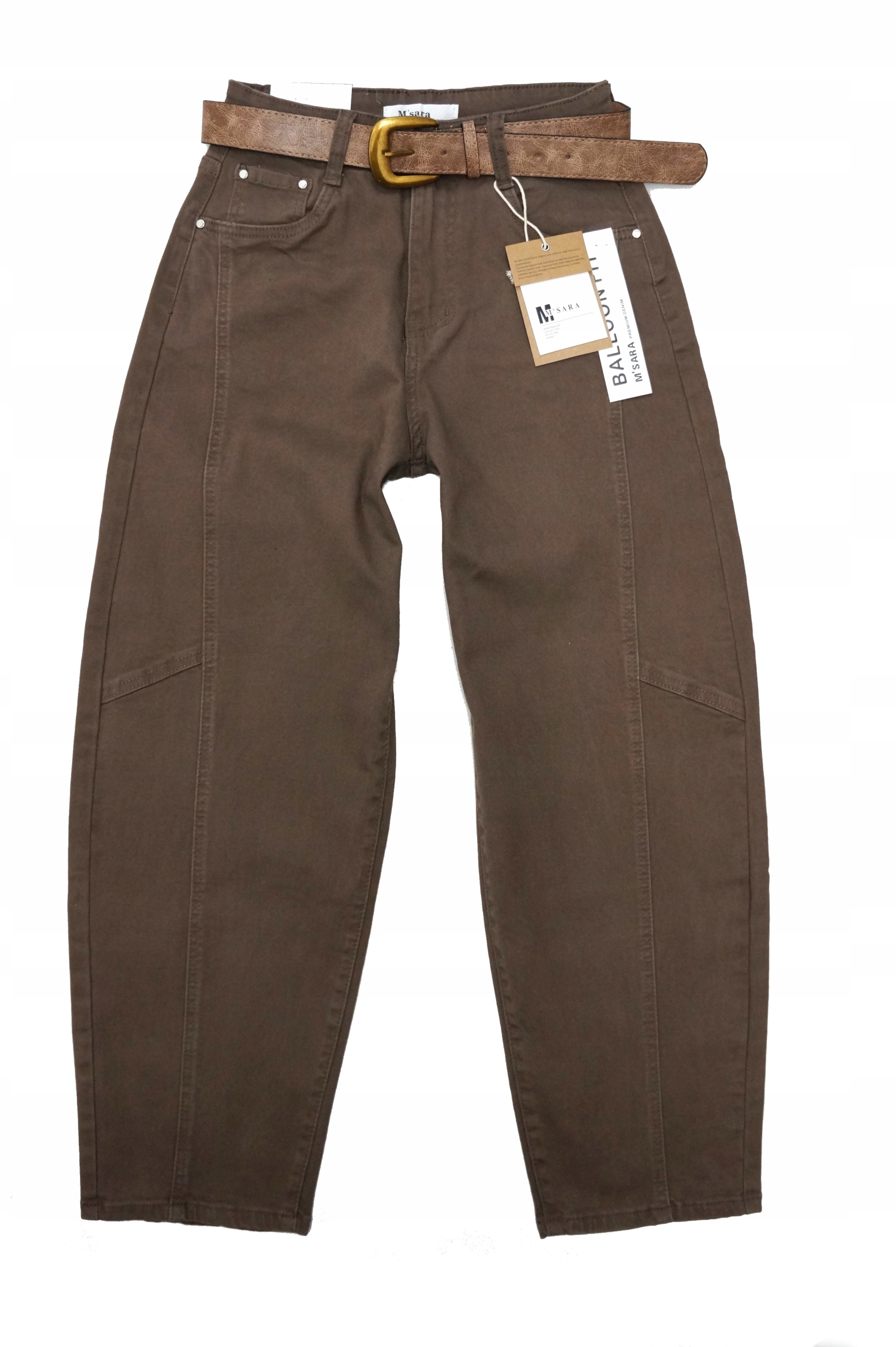 M.sara Jedinečné Dámské Džíny Balloon Jiné Šití Hnědé 40 L