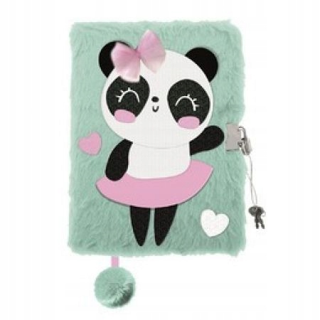 PAMIĘTNIK PLUSZOWY Z KŁÓDKĄ A5 BALLERINA PANDA ST.MAJEWSKI