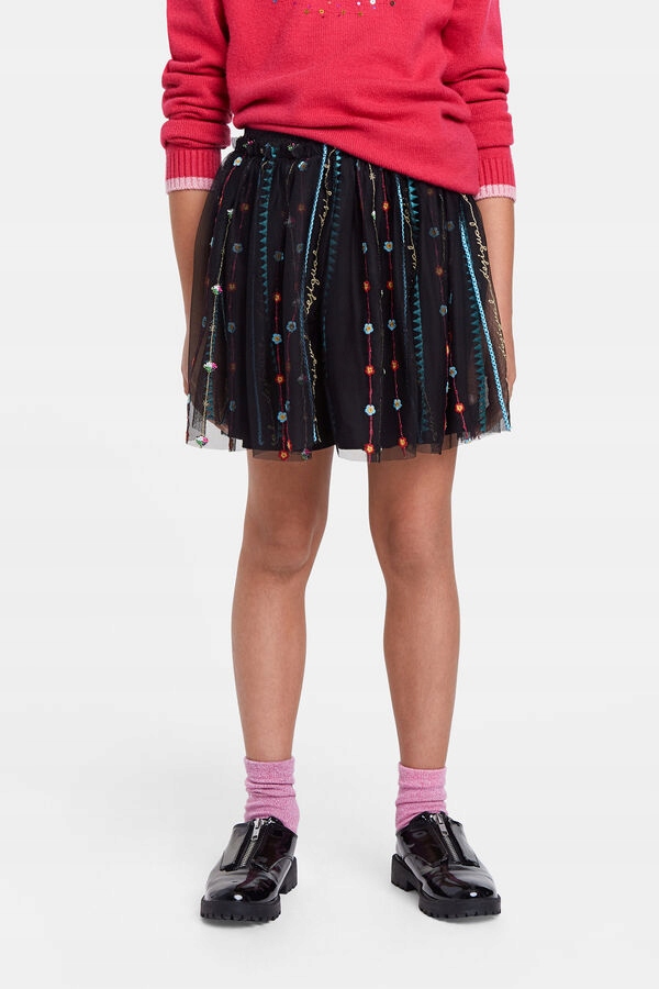 DESIGUAL CZARNA SPÓDNICA HAFTY (11-12L)