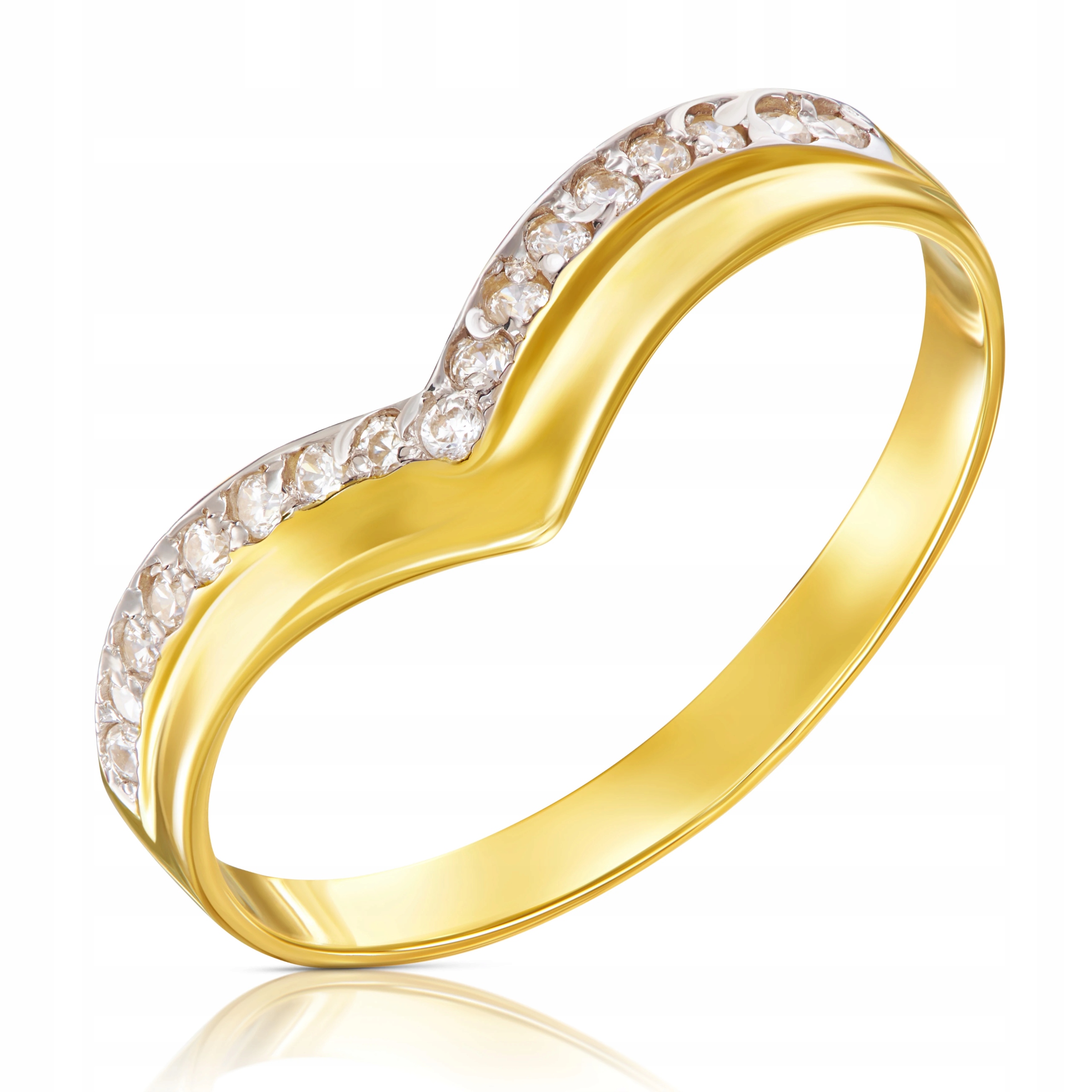 Zlatý Prstýnek 585, Jemný Nepravidelný Tvar Zirkony Vel. 10