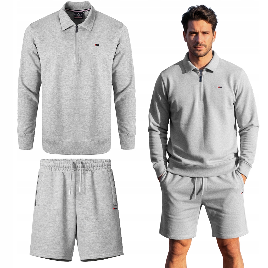 Teplákovka Pánský Komplet L Bavlněná mikina bez kapuce a krátké Kraťasy