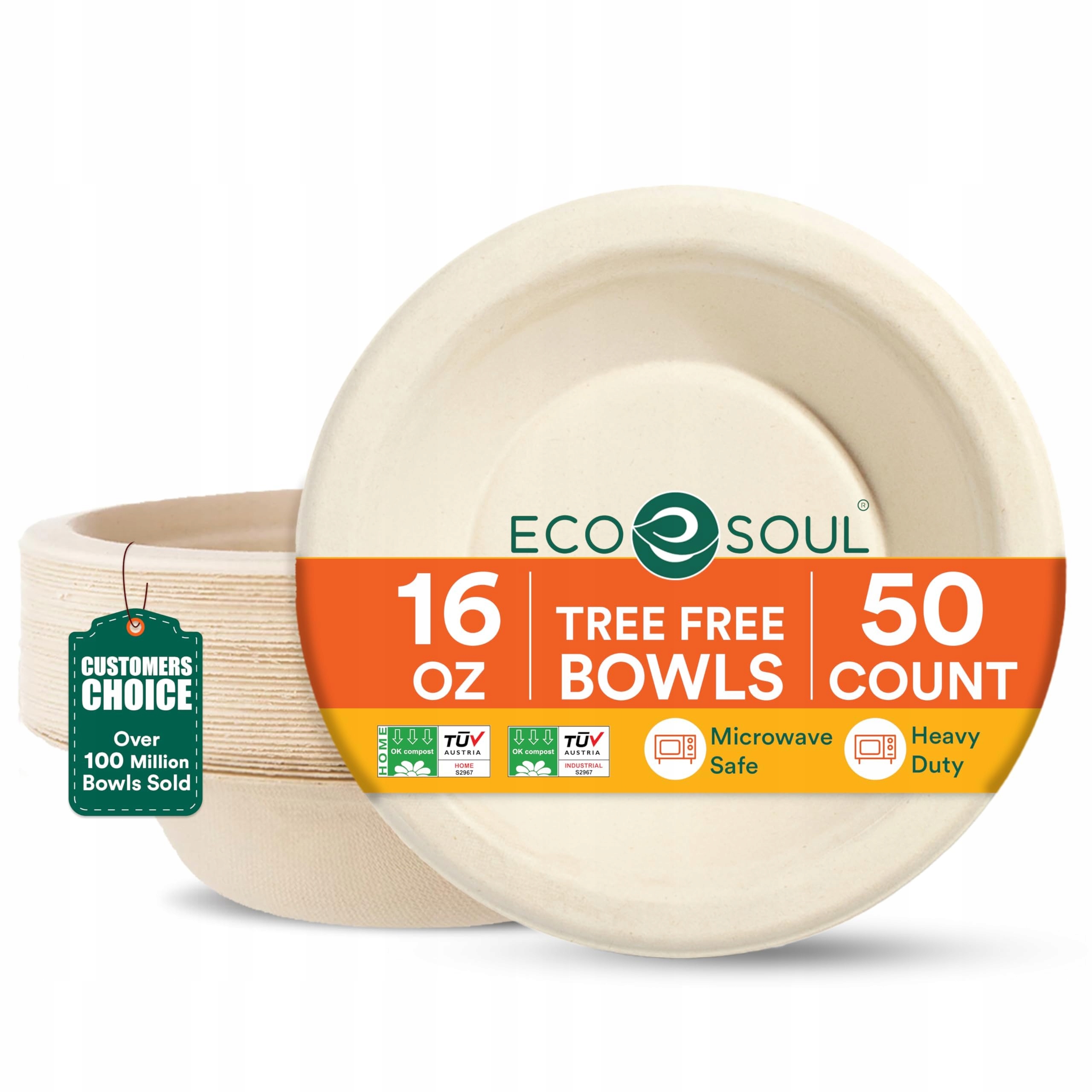 Misky Na Jedno Použití Eco Soul 470 Ml 50 Kusů Z Cukrové Třtiny Ekologické
