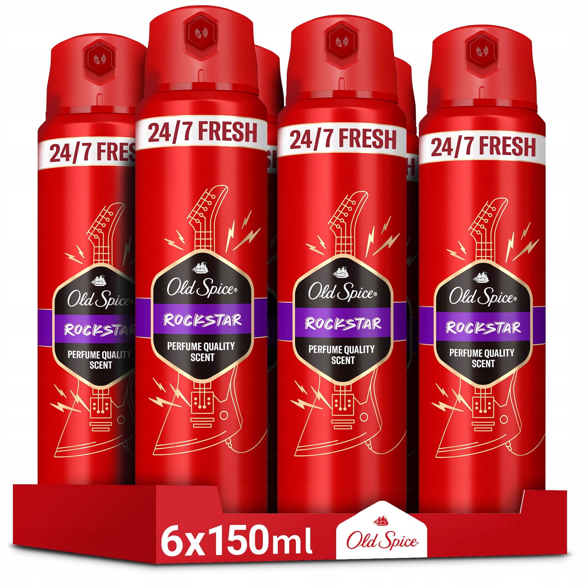 Old Spice Rockstar Deodorant ve spreji pro muže 6x150ml, svěžest 24/7