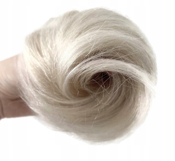 Doczepiany Kok na gumce Włosy 100% Naturalne 60A Chłodny blond Gęsty