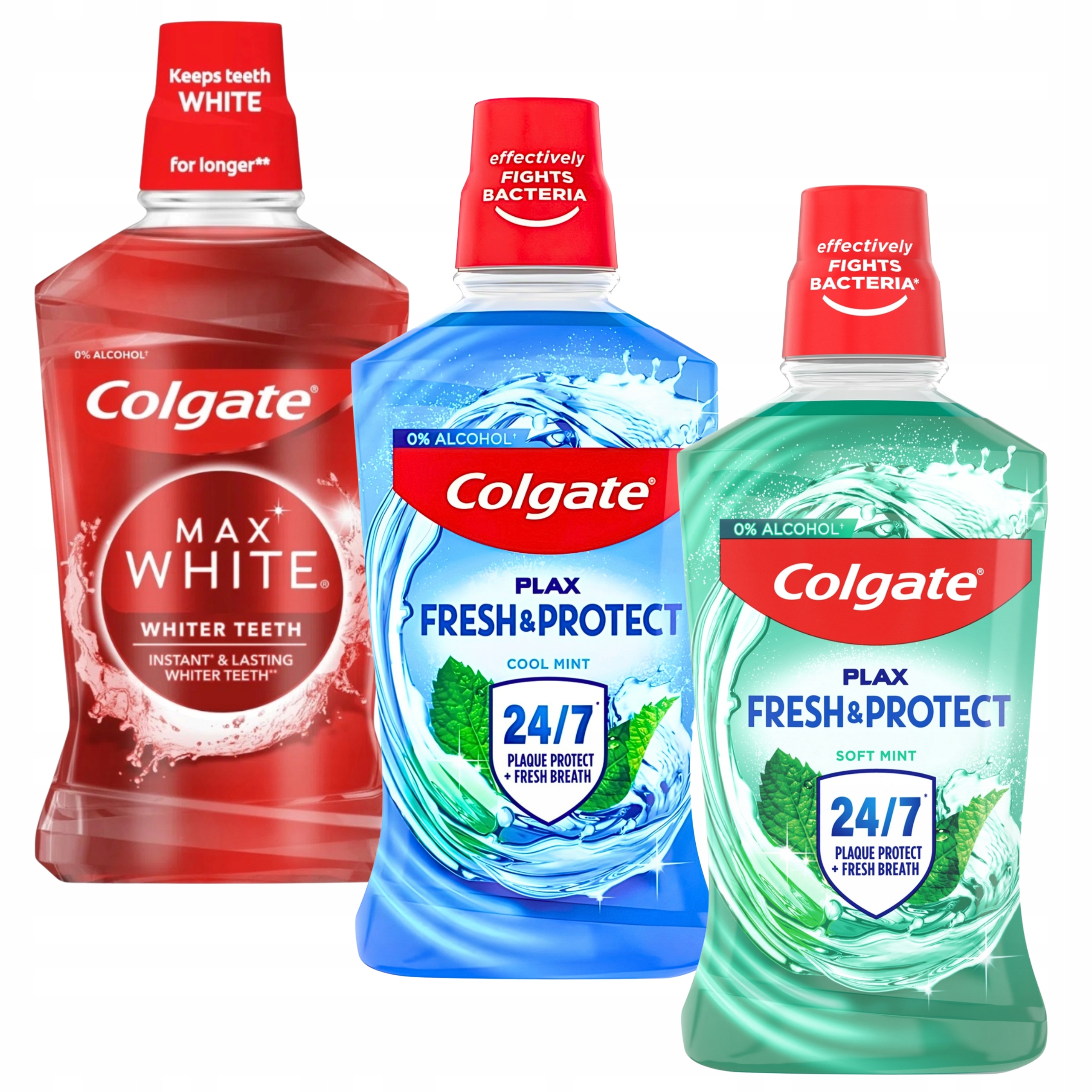 3x Płyn do Płukania Jamy Ustnej Colgate Plax Soft Cool Mint Max White 500ml