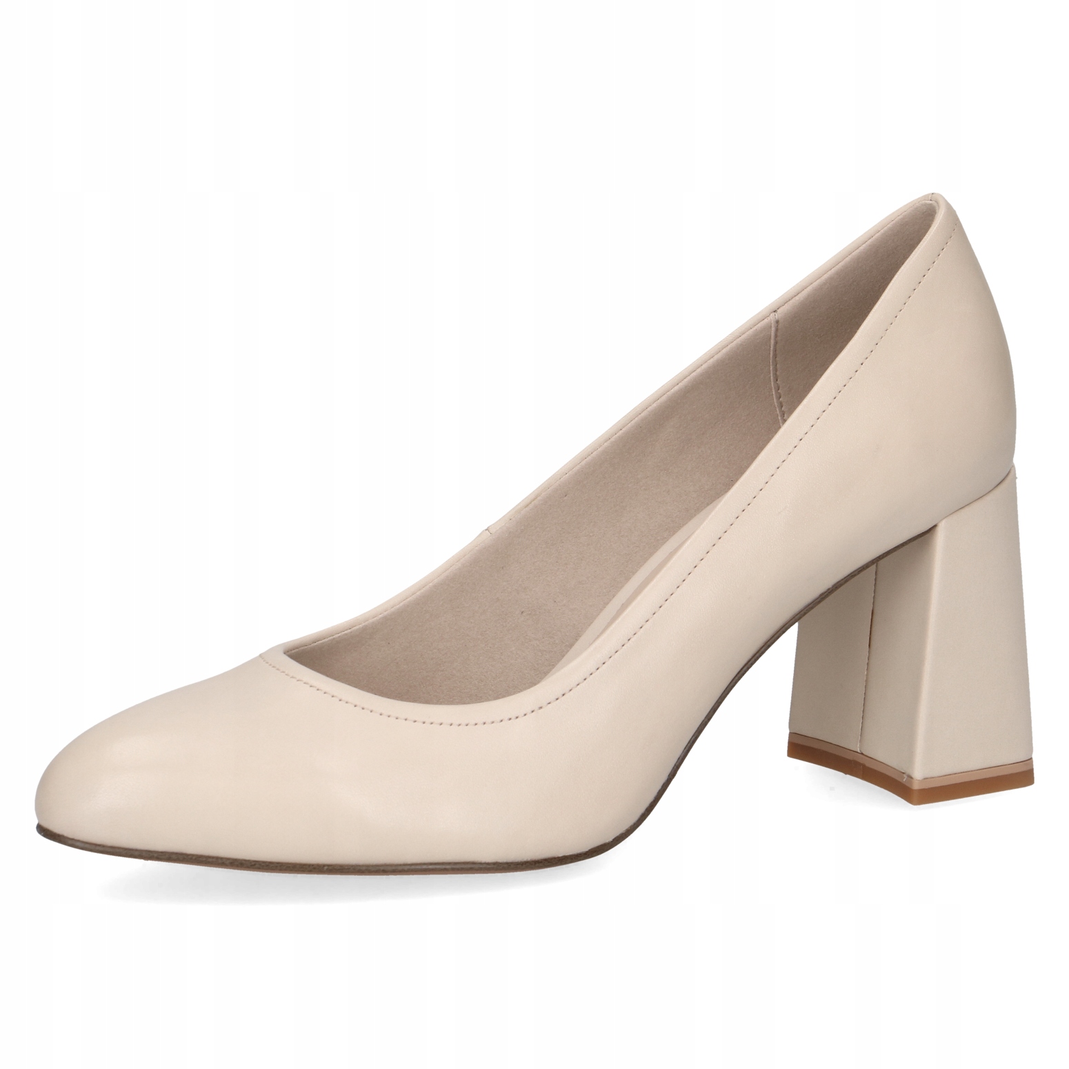 Krémové lodičky Ashley na podpatku, kožené, pohodlné [22404-44-170] vel.37,5