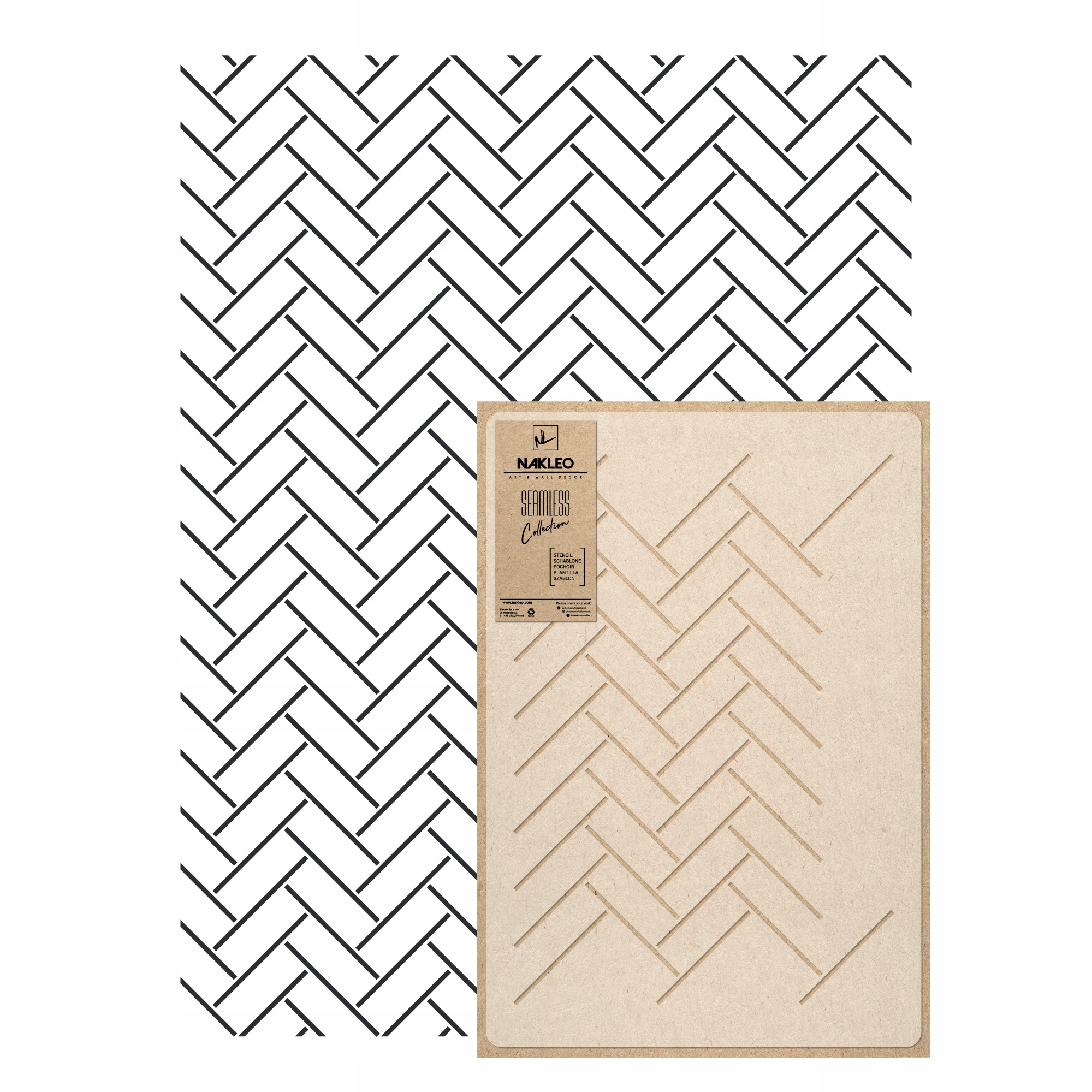 Opakovatelná malířská šablona Opakovaně Použitelný 59x95 cm Tapeta Cihla Jedle Linky