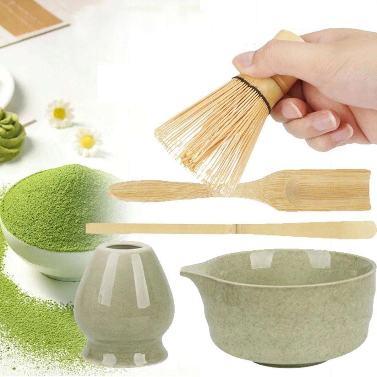 Levně Ceremoniální Sada Pro Matchu Šálek Metlička Lžička