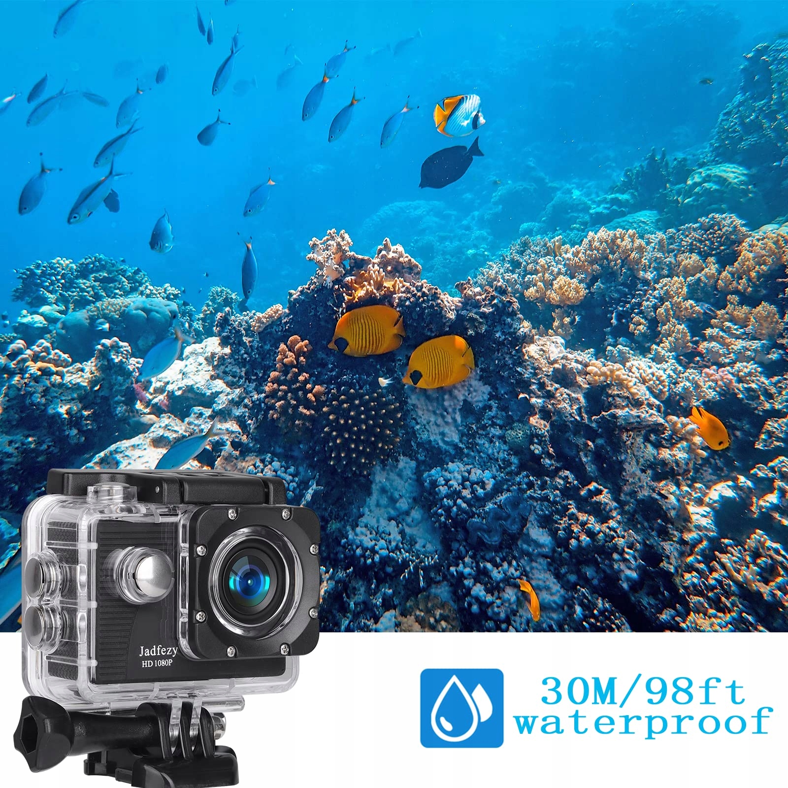 JADFEZY Kamera Sportowa FHD 1080P 12MP Wodoodporna 30M Szeroki Kąt 140° — miniatura 3