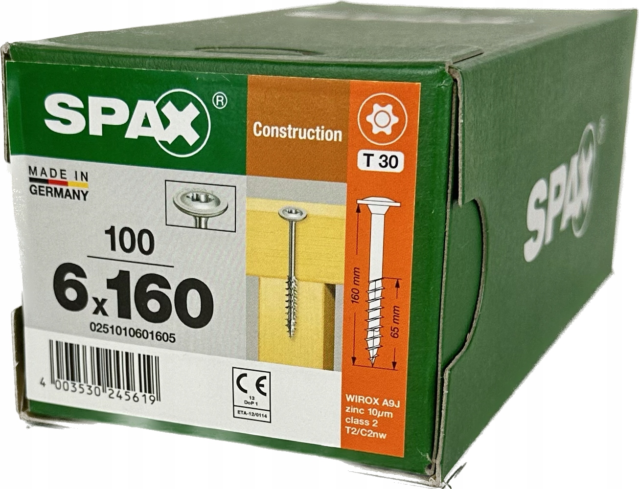 Šrouby pro dřevěné konstrukce 6x160 Spax A`100