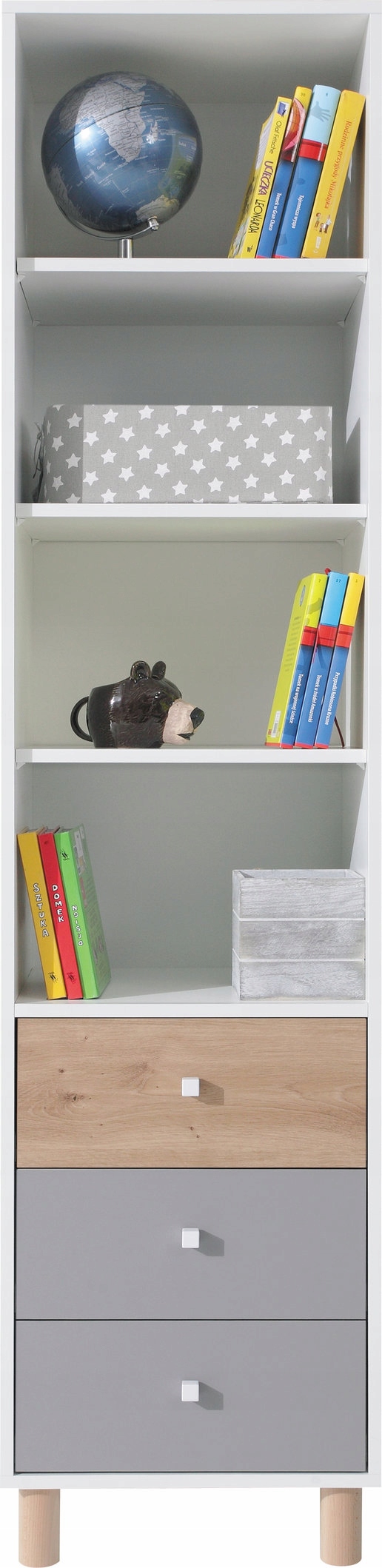 Regál Sannio do obývacího pokoje Skříňka Police na knihy 190x45x40 cm Šedá