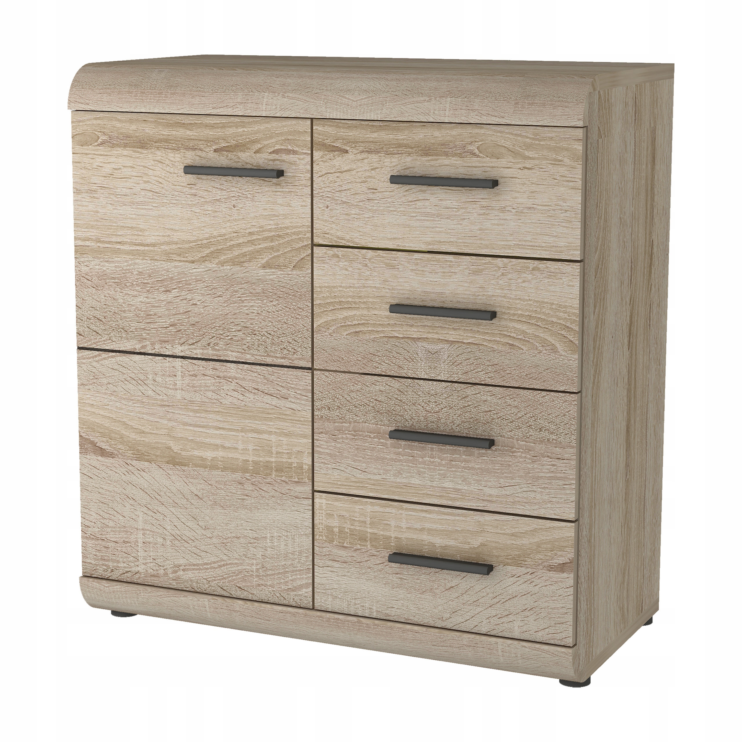 Komoda Legame 80 cm do obývacího pokoje Ložnice 4 zásuvky Dvířka Dub Sonoma