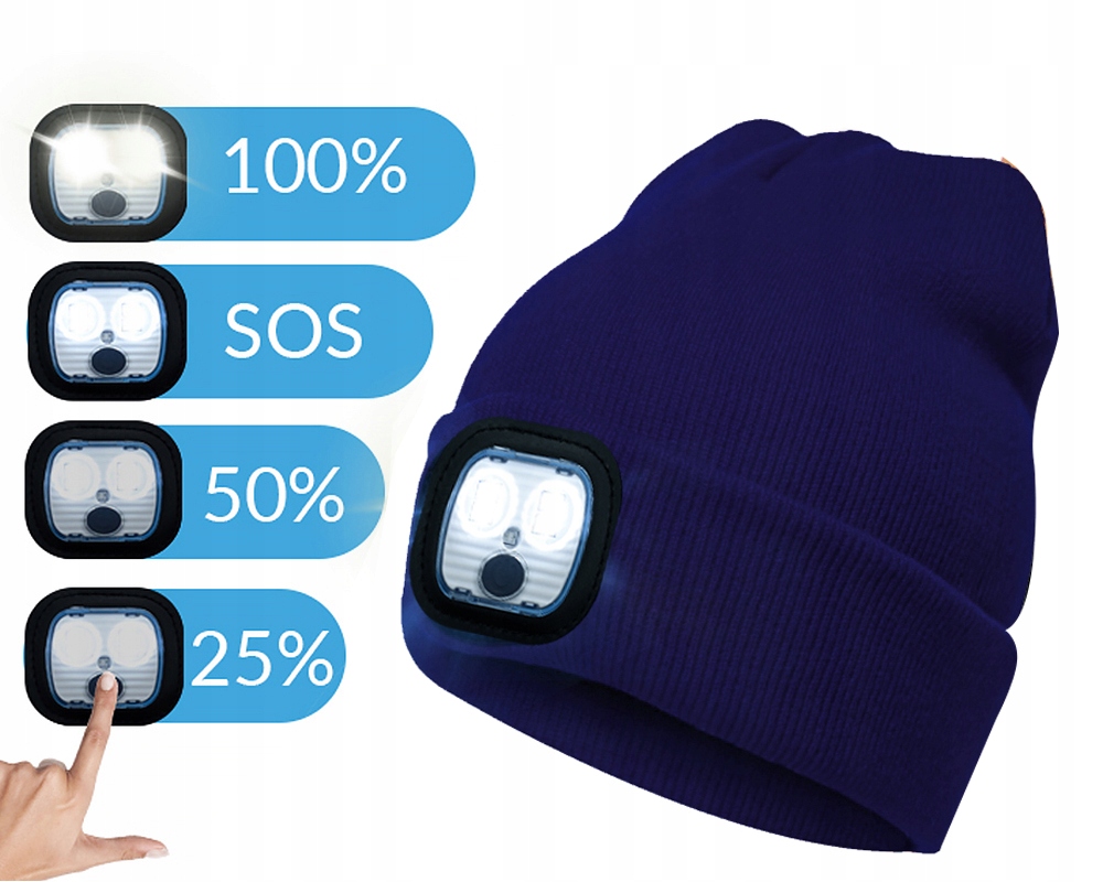Czapka LED na głowę zimowa jesienna AKUMULATOR USB EAN (GTIN) 5904194680671