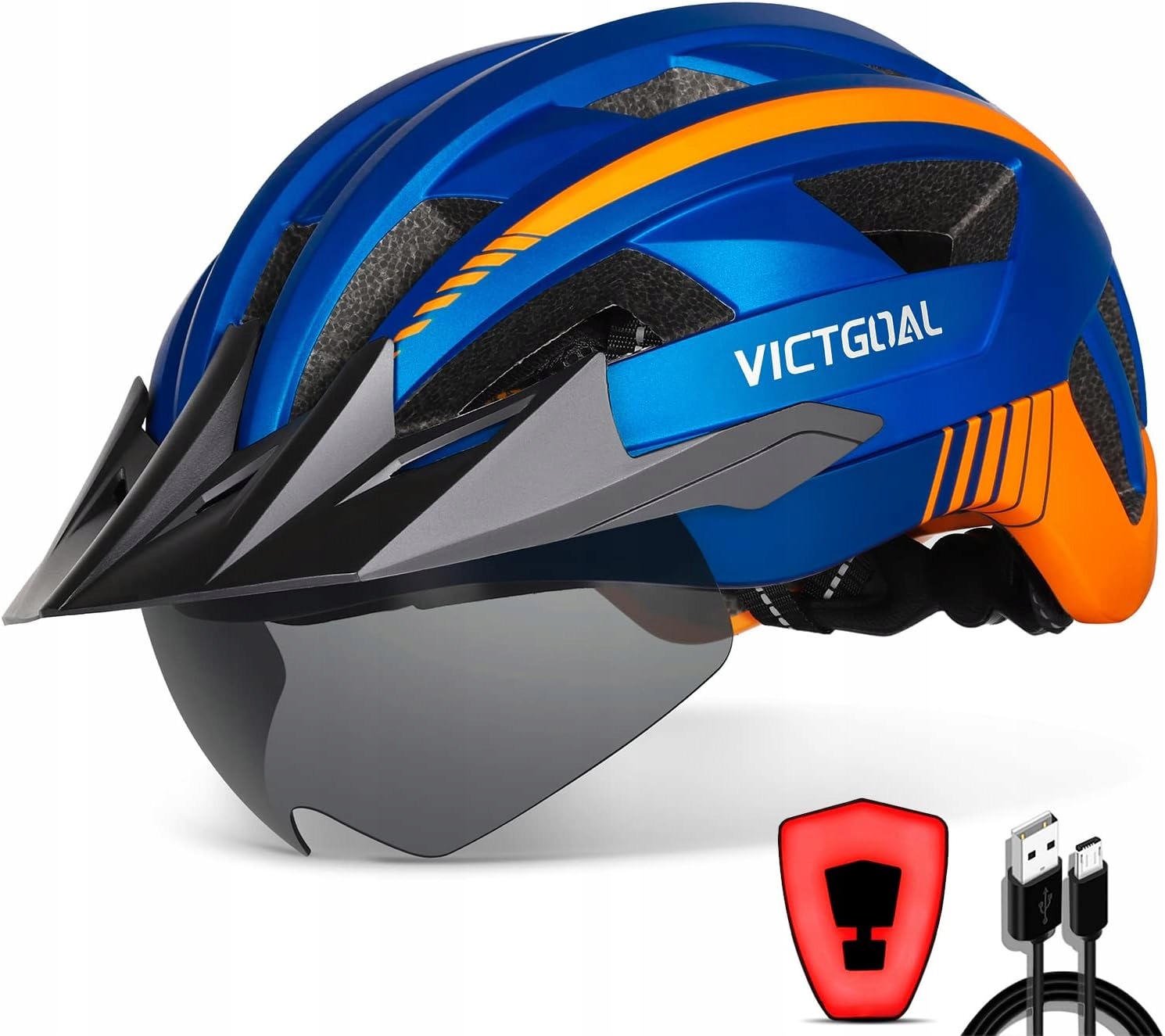 Kask Rowerowy Z Wizjerem Lampką Led Victogal VA112 XL 59-63CM