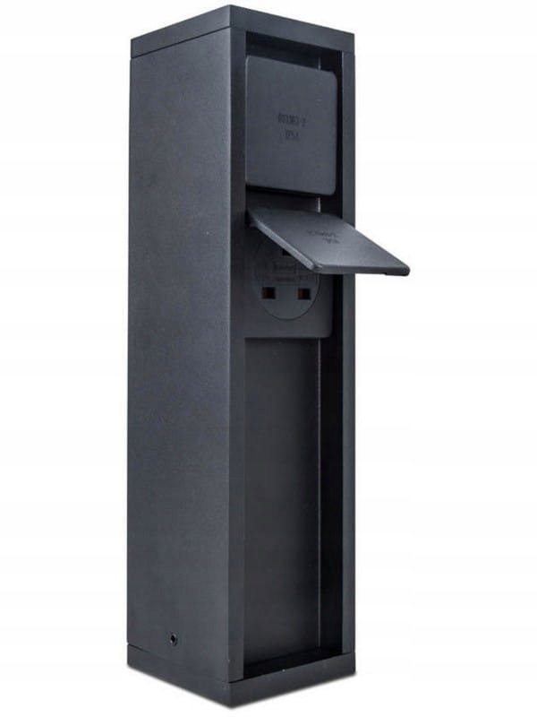 Lutec Mains słupek zasilający, ogrodowy elektryczny z 2 gniazdami