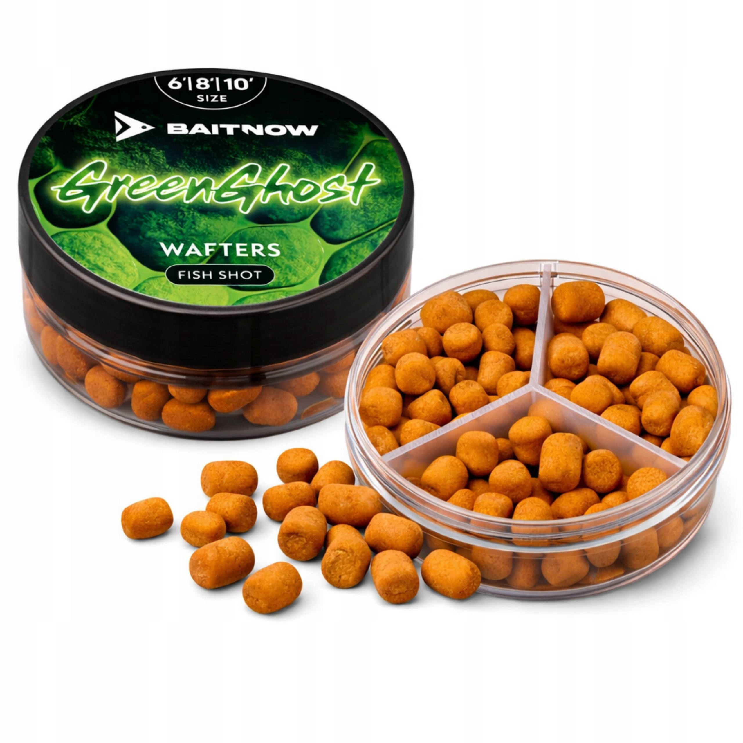 Baitnow Wafters Method Feeder Green Ghost Fish Shot 6/8/10mm