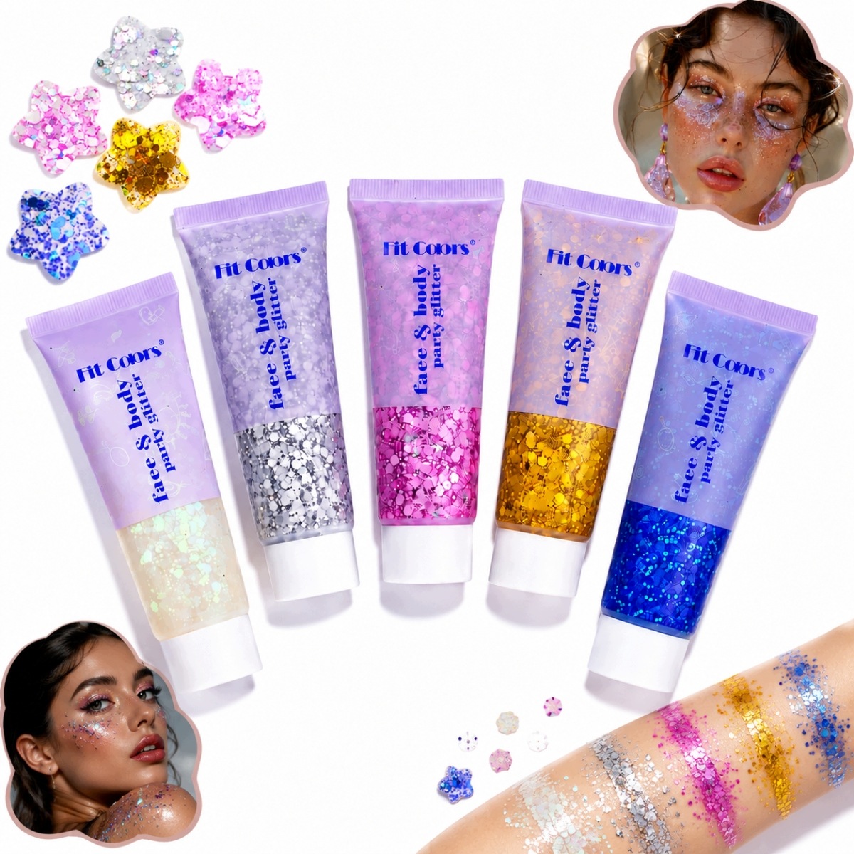 Gel brokátový hologram na obličej a tělo 50 ml 5 barev