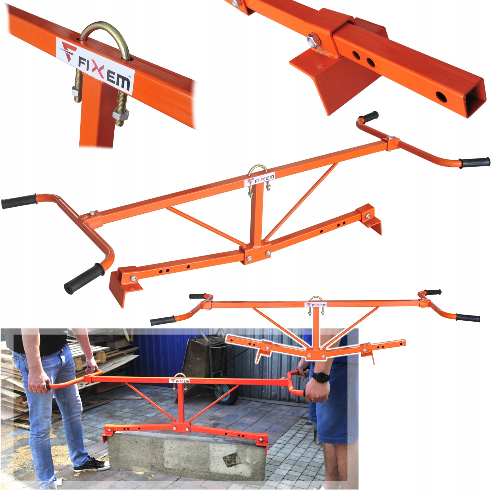 Chwytak Brukarski Wzdłużny Do Krawężników 600-1000mm 130kg