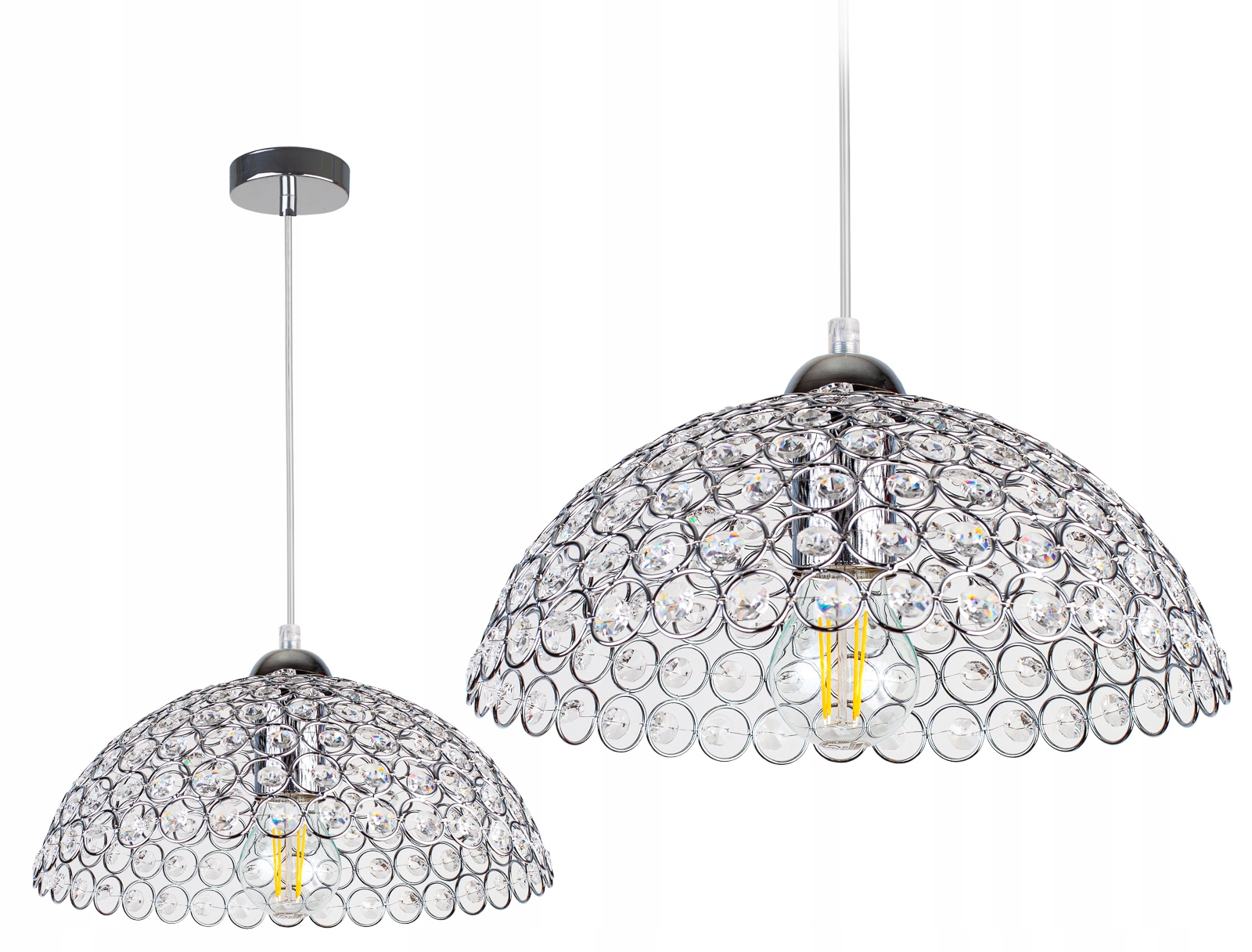 

Lampa Wisząca Sufitowa Żyrandol Kryształki Chrom