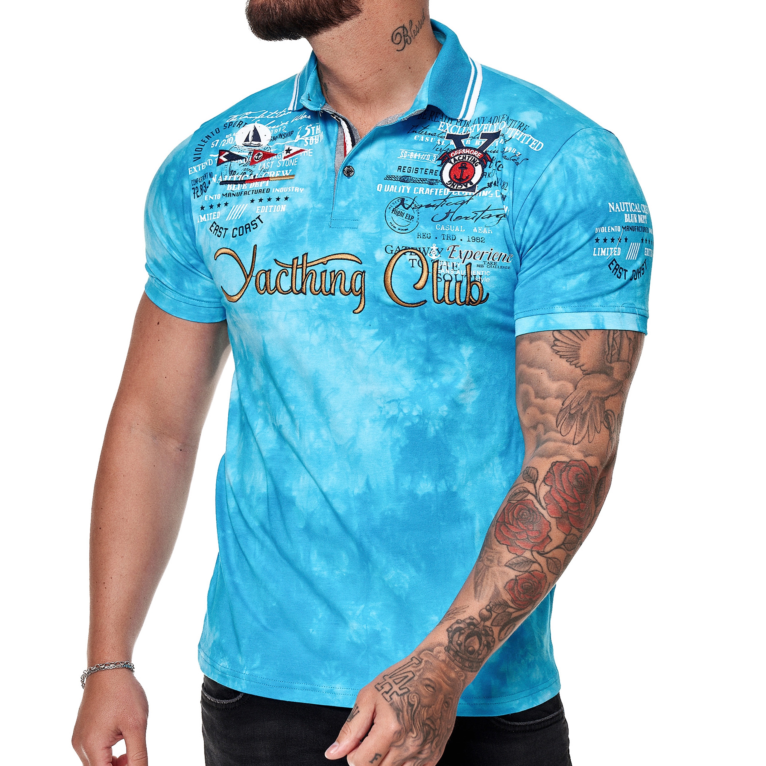 Pánská polokošile Yachting Club s výšivkou a mazanou