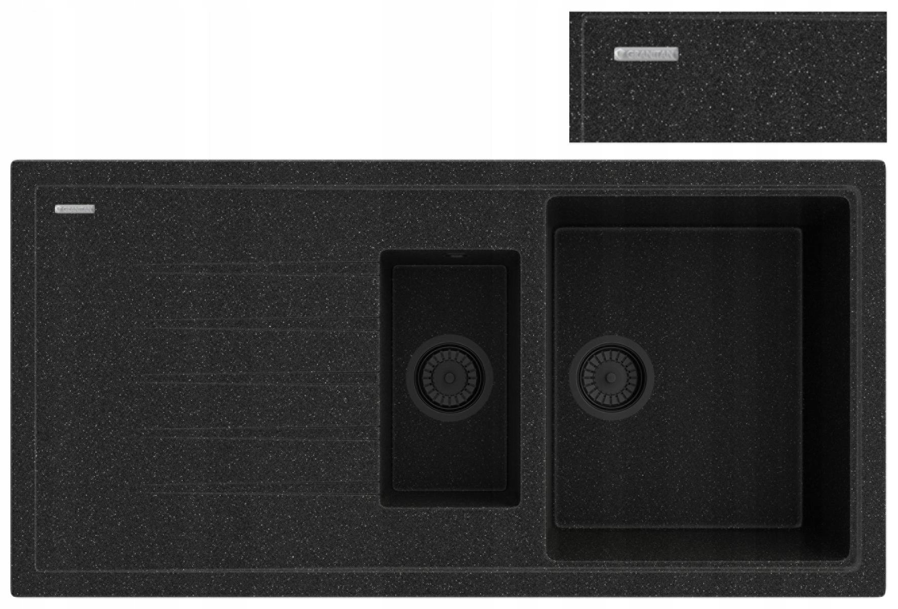 Granitový Dřez Černý Metalický Sifon Solaris
