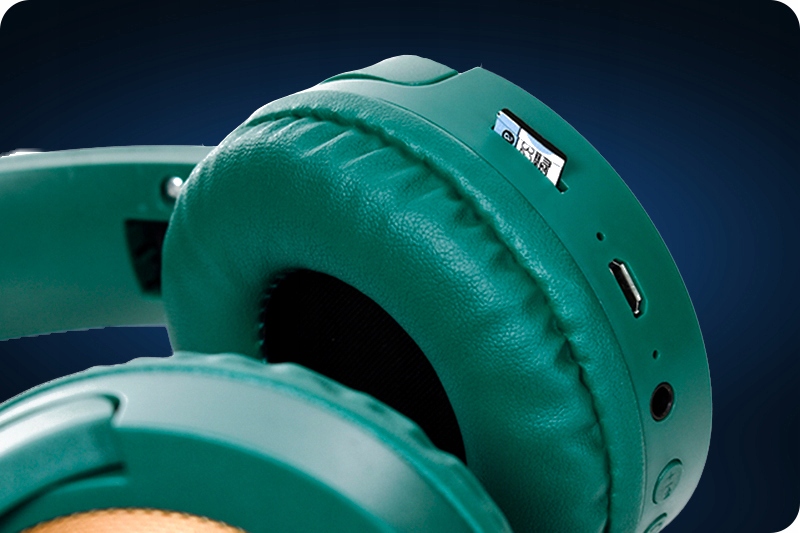 Słuchawki BLUETOOTH 5.0 z Mikrofonem Radiem FM CZYTNIKIEM KART MICRO SD Regulacja głośności tak