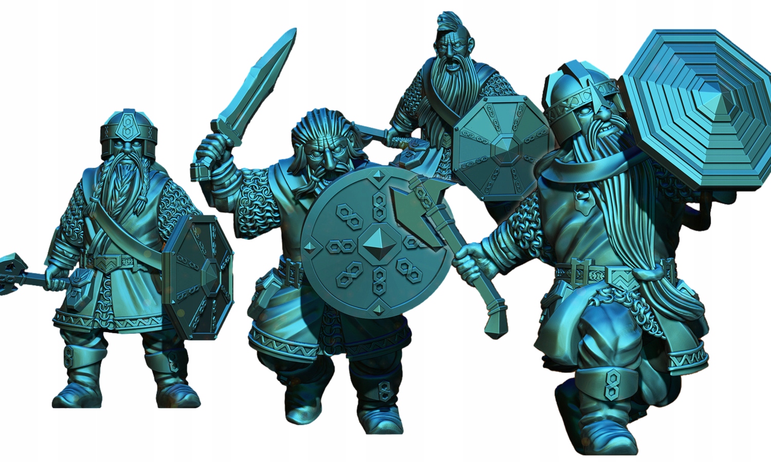 Dwarven Warriors with Shields - 4x