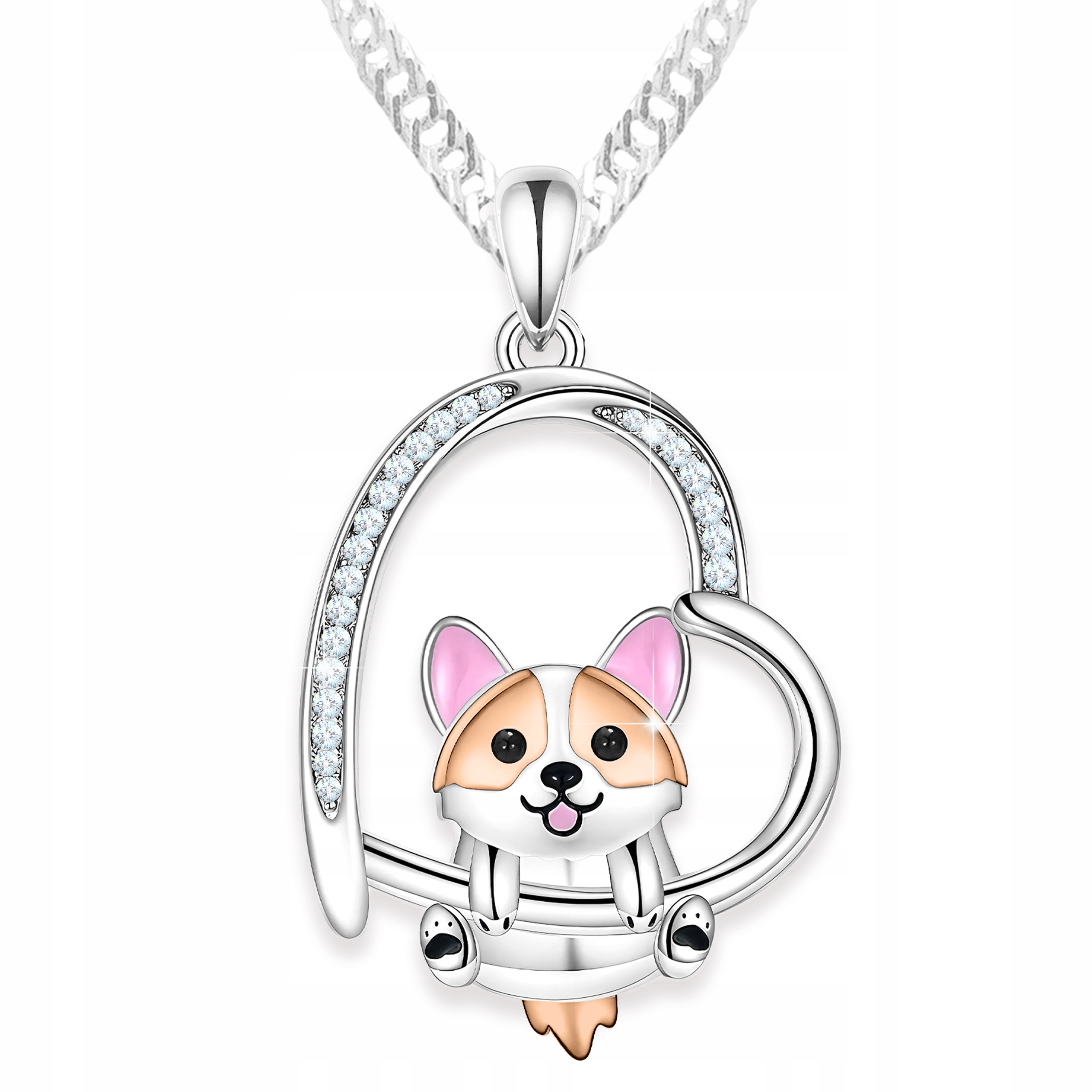 Stříbrný Náhrdelník Srdce s Psí Tlapkou Pejska Srdíčko Pes Stříbro 925