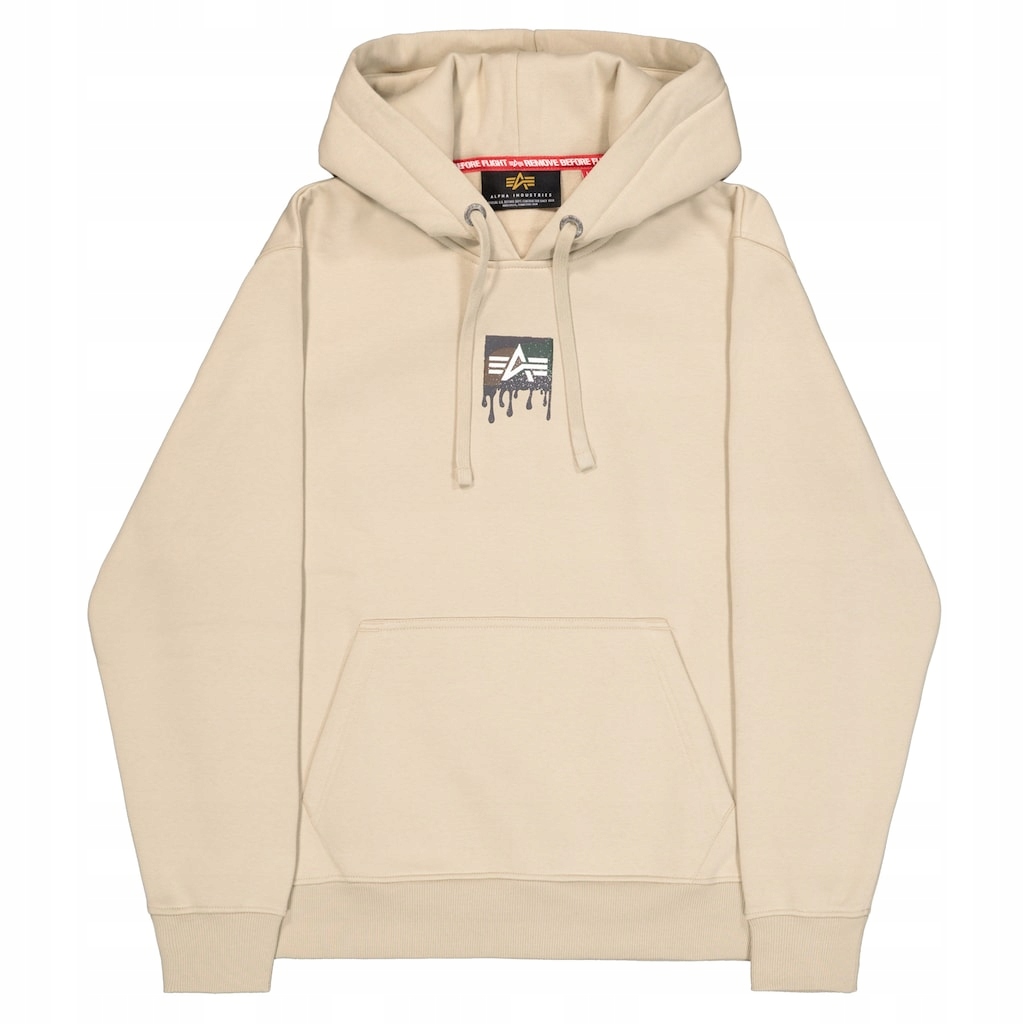 Pánská mikina s kapucí Alpha Industries Dripping Camo Print béžová S
