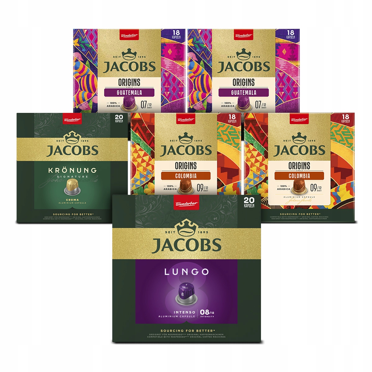 Kapsułki Jacobs Origins, Lungo, Kronung do Nespresso(r)* zestaw 6 opakowań