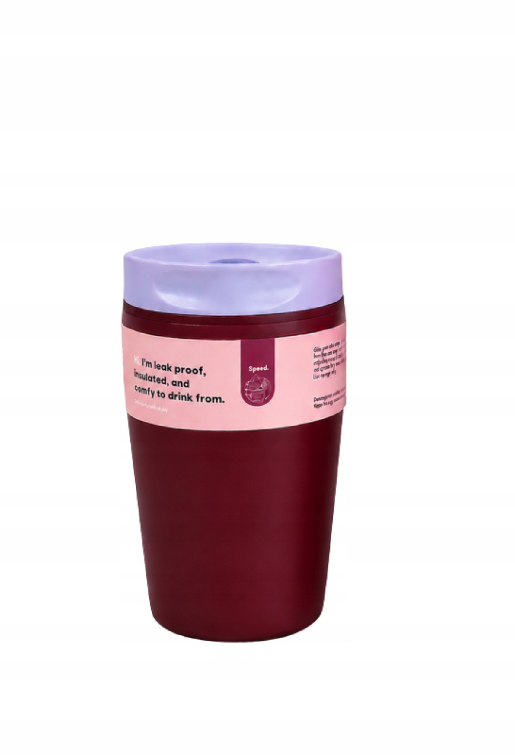 Ecarla kubek termiczny 340ml termos zamykany Bordowy CUP31