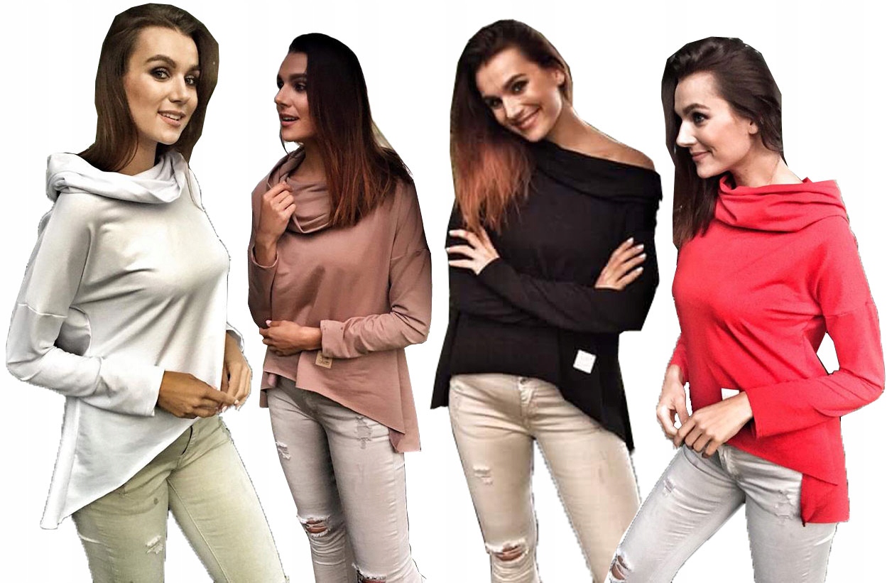 

Asymetryczna Tunika Bluza Sukienka Komin Kaptur XL