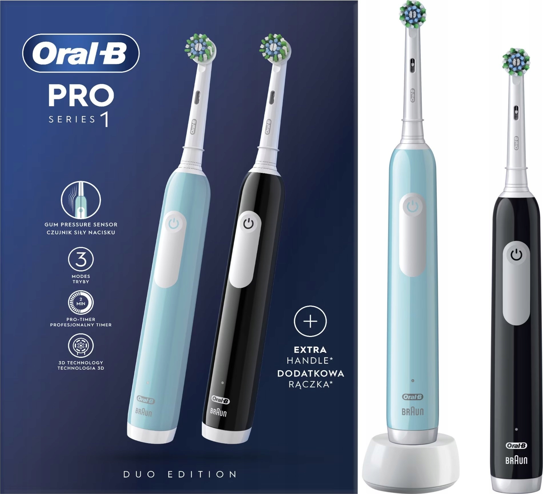 Oral-B Pro Series 1 Cross Action zestaw 2-pack Black Blue Black/Blue