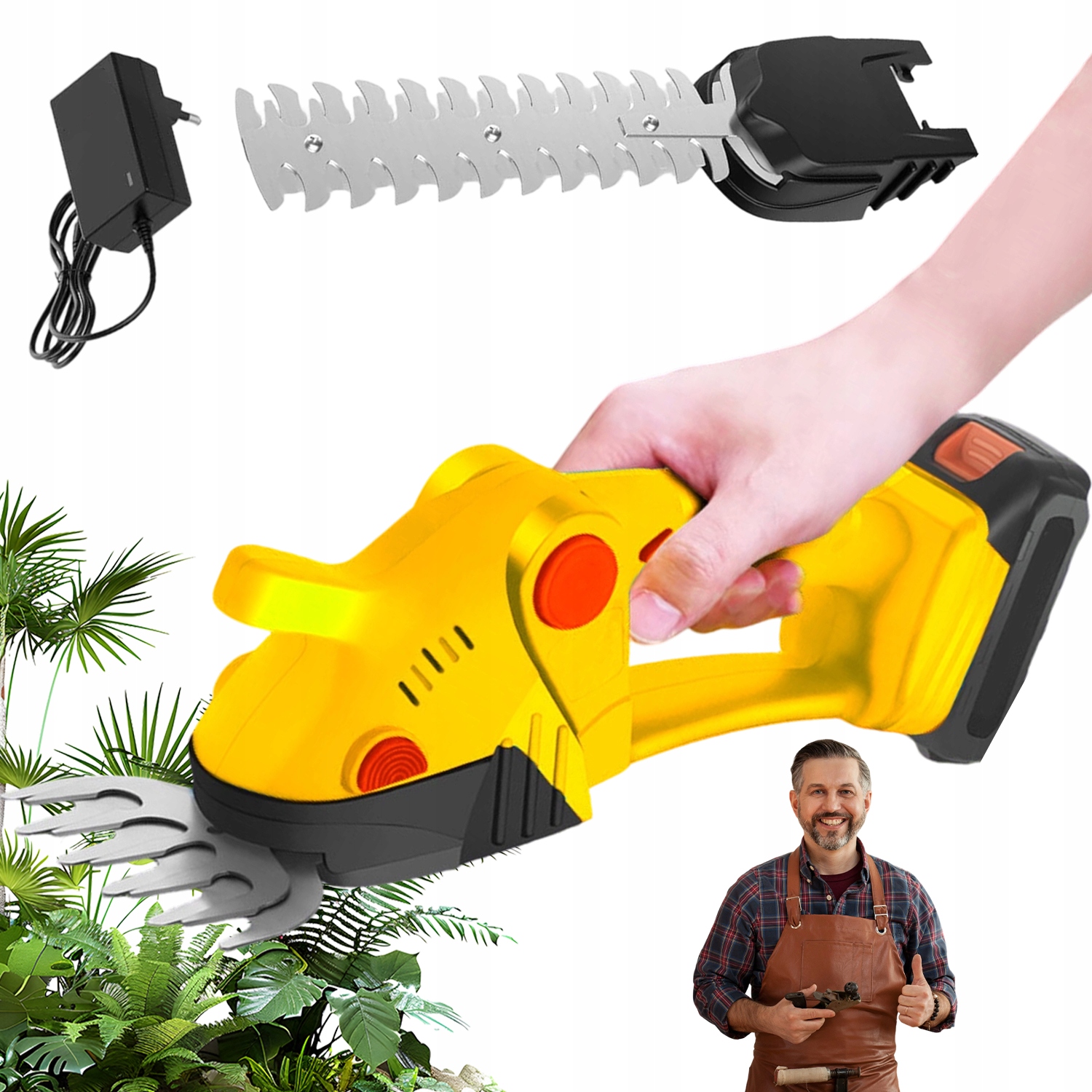Nůžky Na Trávy Akumulátorové Elektrické Živé Ploty Zastřihovač 2Ah 2x Čepel
