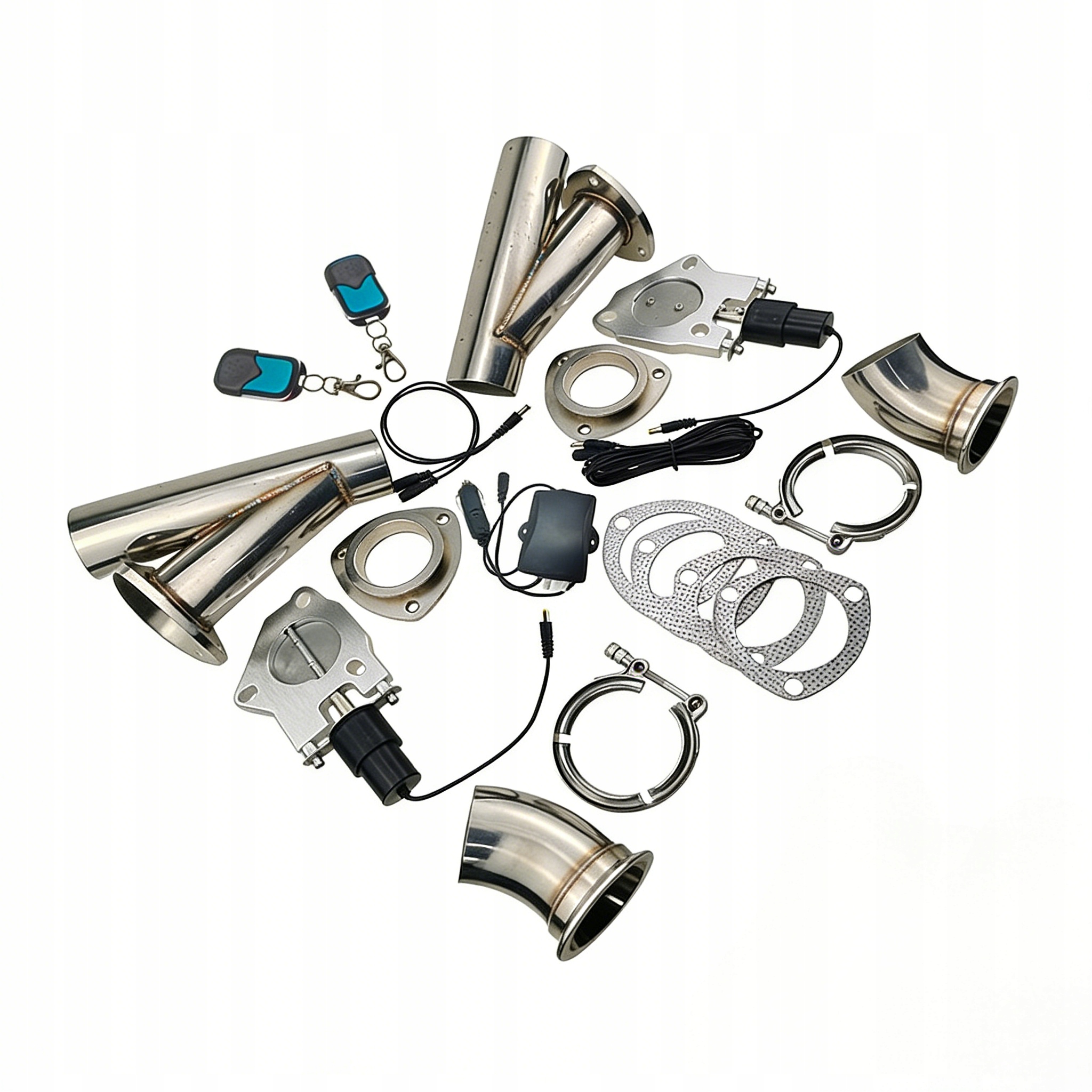 Výfuková Klapka 12V 63MM Dvojitá S Dálkovým Ovládáním