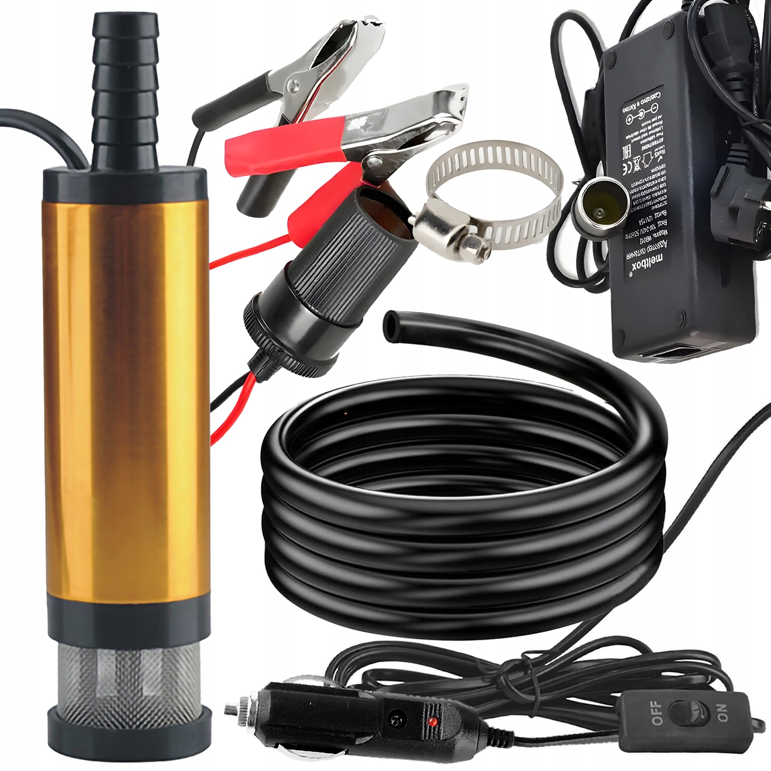 Pompa do paliw Renew Force elektryczna 12V z adapterem AC 230V i wężem