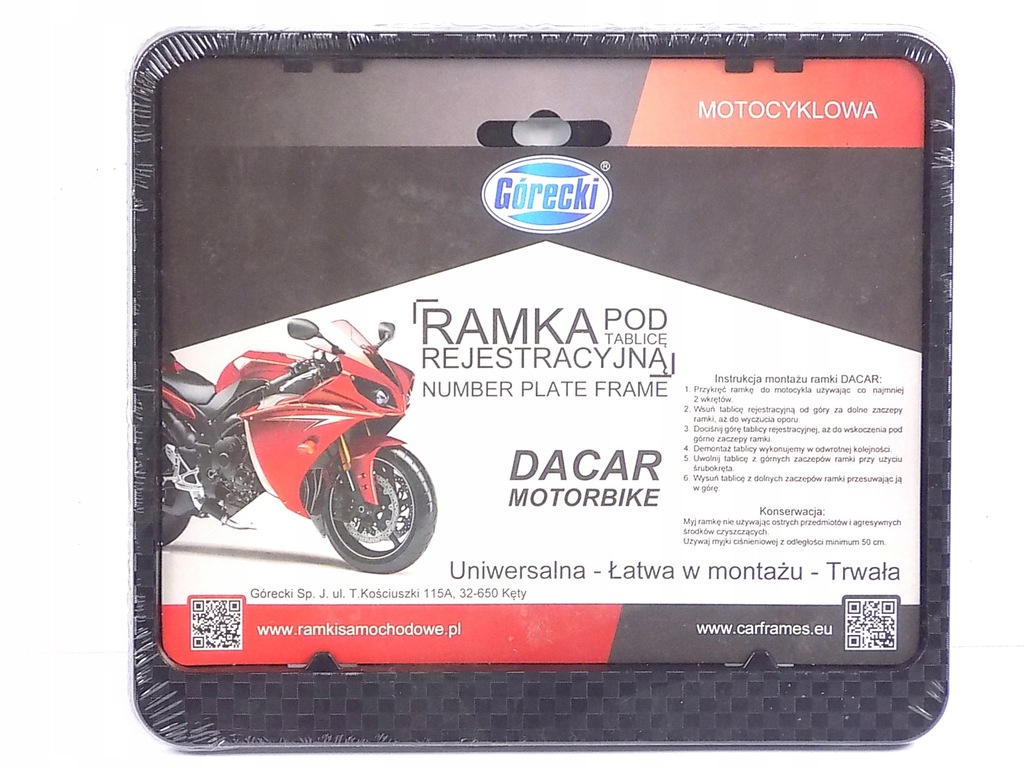 Ramka Tablicy Motocyklowa Carbon 3D Suzuki