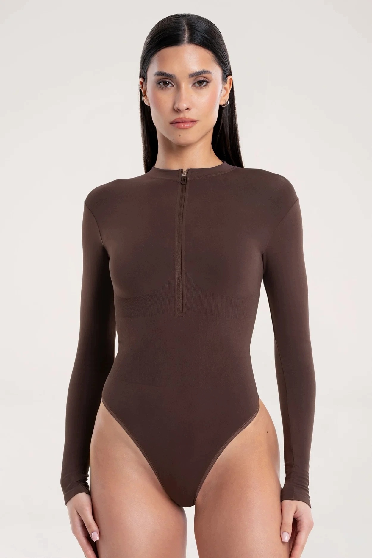 Gym Glamour Body s dlouhým rukávem touch chocolate vel. M