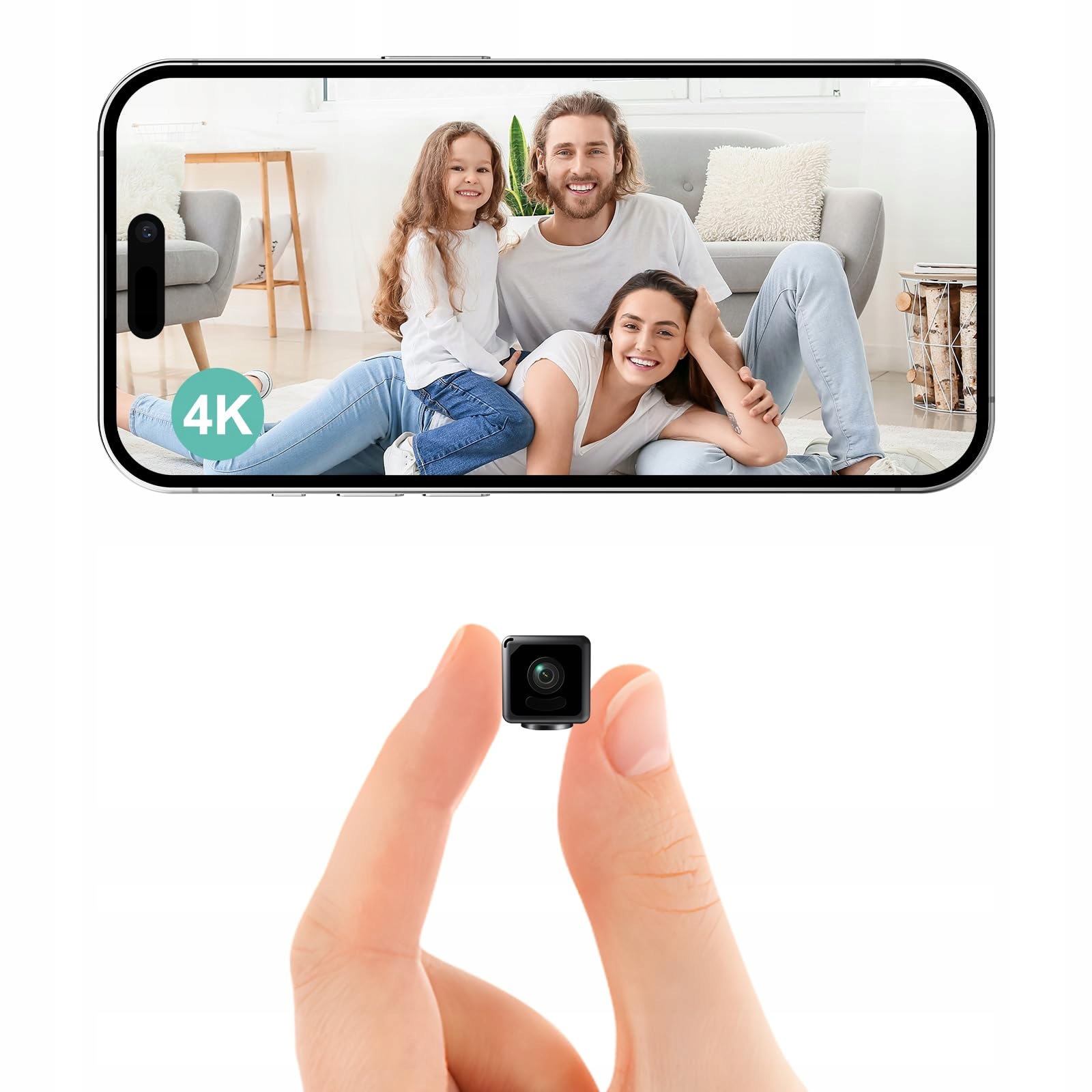 EKJANEPE Mini Kamera 4K WLAN Do Monitoringu Wnętrz Z Detekcją Ruchu