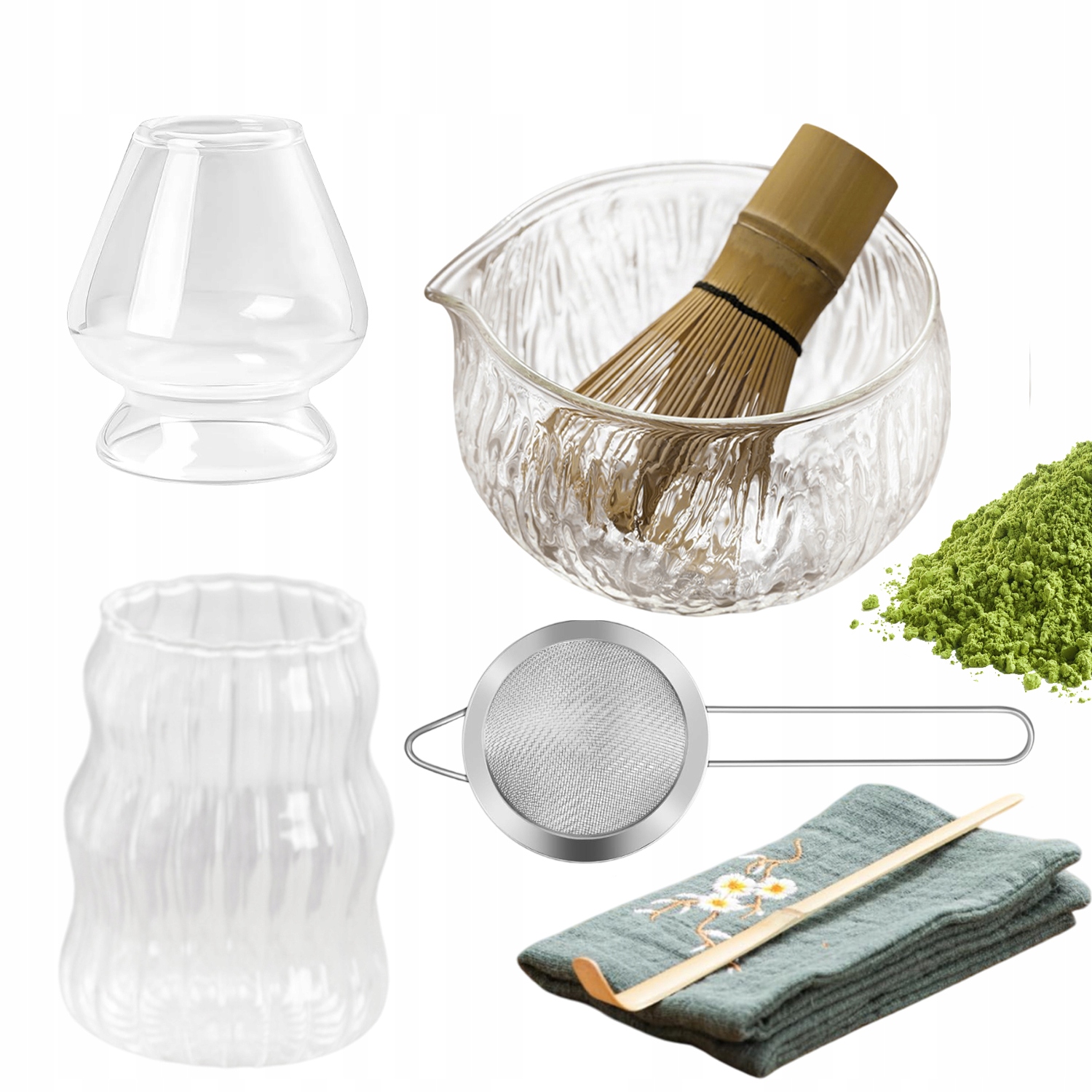 7-DÍLNÁ Japonská Čajová Sada Matcha Z Kladívkového Skla Dárek