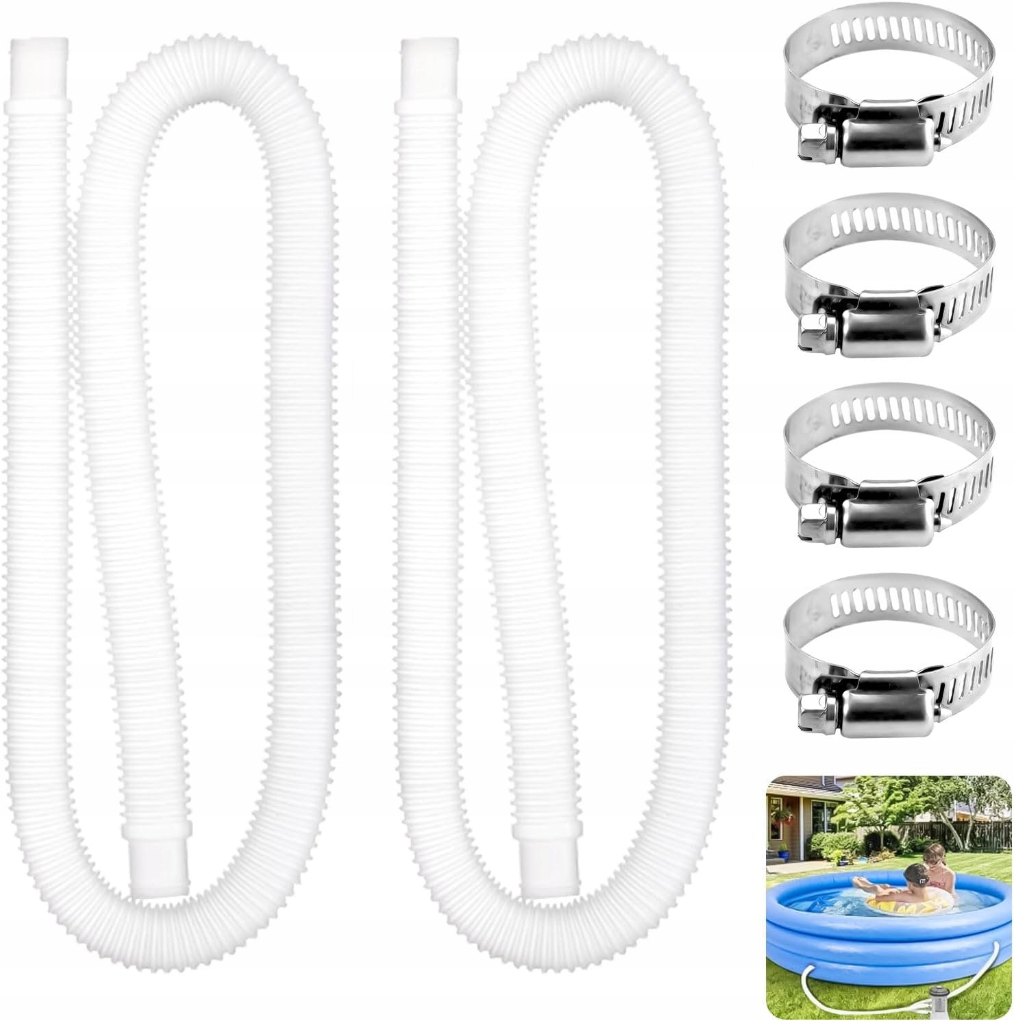 2x Wąż Karbowany Rura 32MM 150CM Do Basenu Pompy Filtra Wąż Basenowy