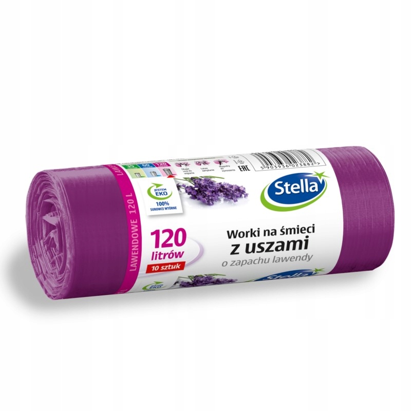 

Worki na śmieci z uszami zapach Lawendy 120L 10szt