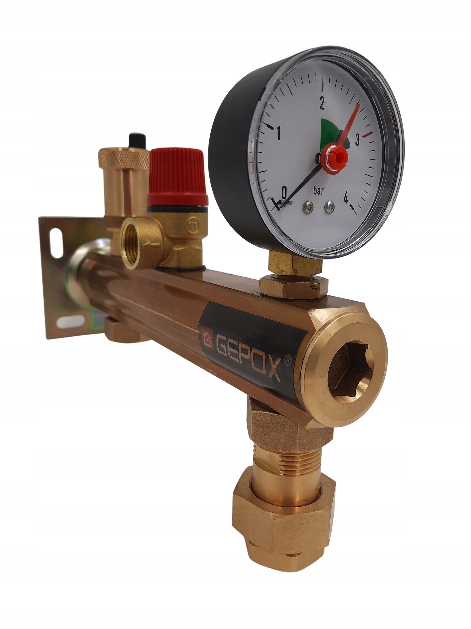 Grupa bezpieczeństwa mosiężna Gepox Co 3 Bary szybkozłącze