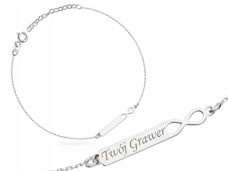 

Srebrna bransoletka pr.925 Nieskończoność + Grawer