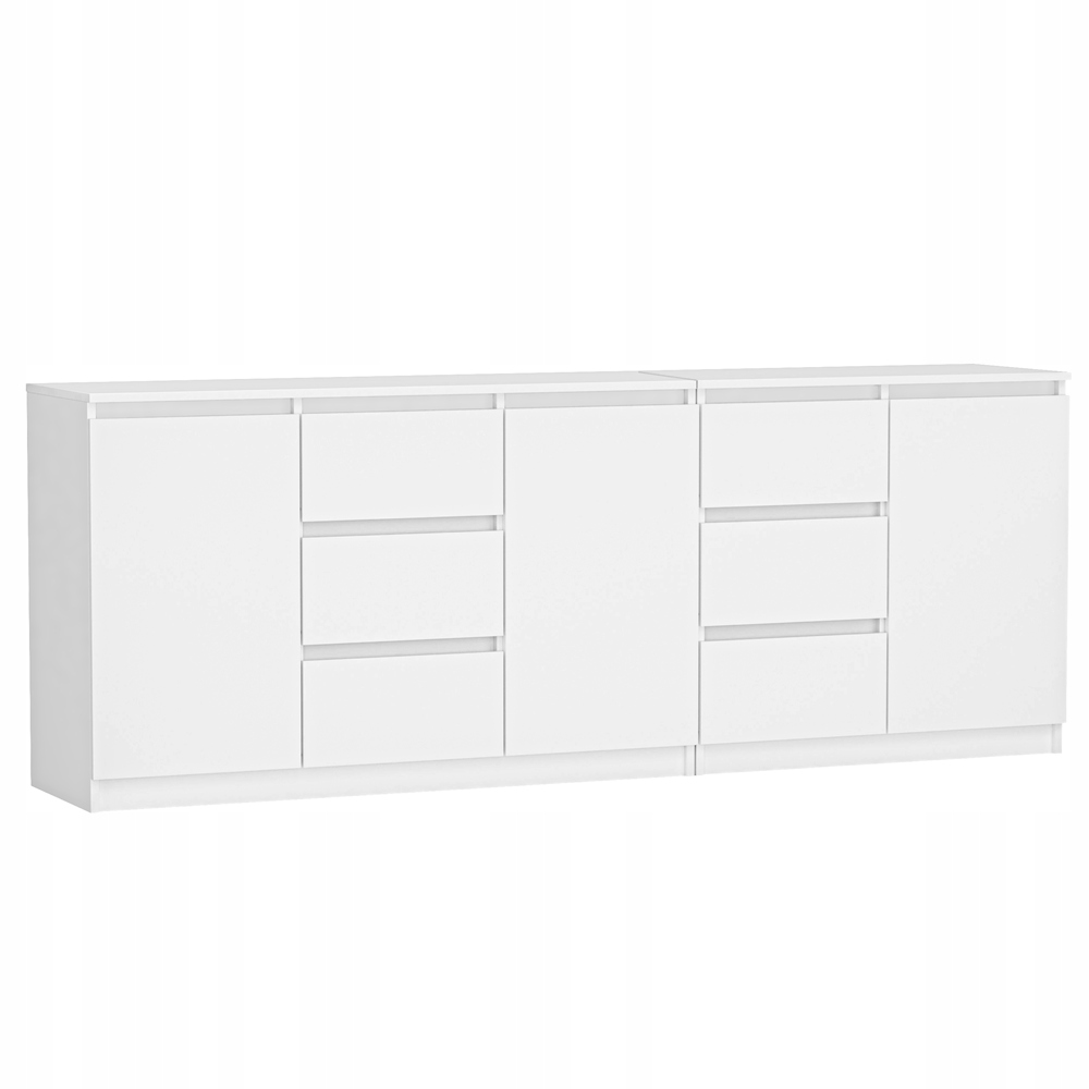 Komoda 200 cm biała mat 6 szuflad 3 drzwi półki